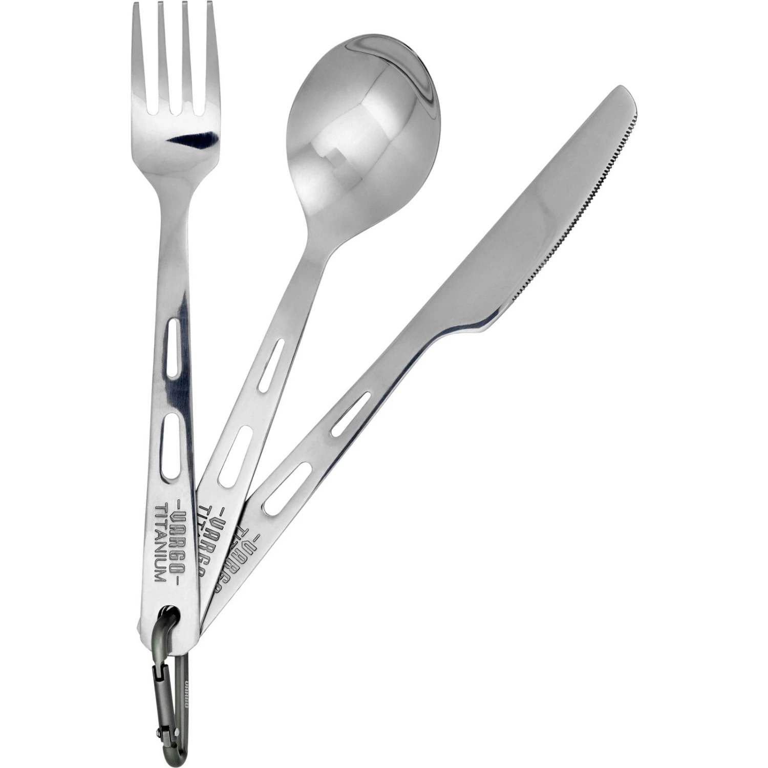 VARGO Titanium Spoon, Fork & Knife - Besteckset 1 VARGO Titanium Spoon, Fork & Knife - Besteckset